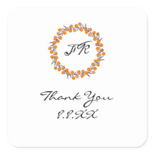 Wreath White Gracias Monograma Naranja Azul Oro