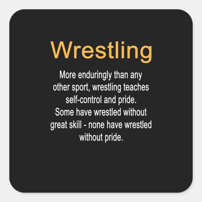Pegatina Cuadrada Wrestling Definition Self Control Coach (Anverso)