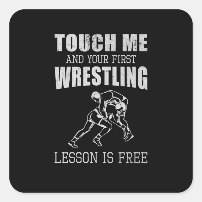 Pegatina Cuadrada Wrestling Hour Fan Wrestler Coach Show Fight (Anverso)