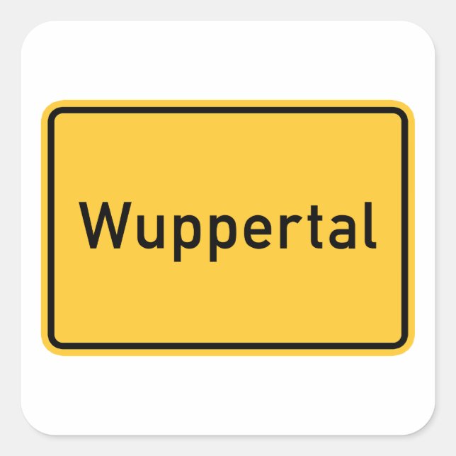 Pegatina Cuadrada Wuppertal, Rótulo de Alemania Road (Anverso)