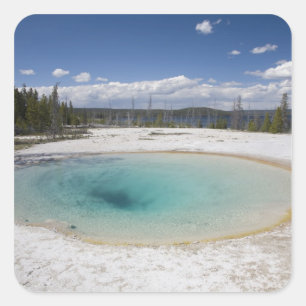 Pegatina Cuadrada WY, Parque Nacional Yellowstone, West Thumb Geyser