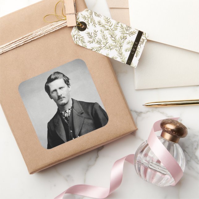 Pegatina Cuadrada Wyatt Earp: Lawman, Gunfighter, guardián de Saloon (Regalar)