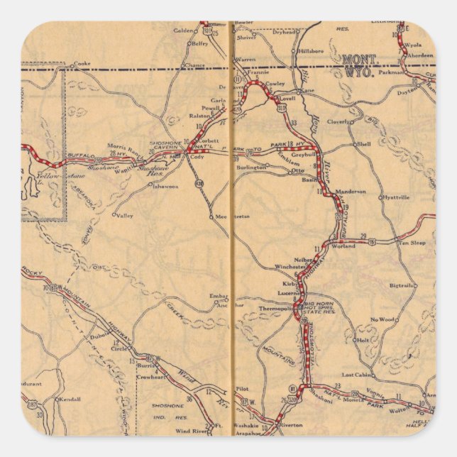 Pegatina Cuadrada Wyoming 4 (Anverso)