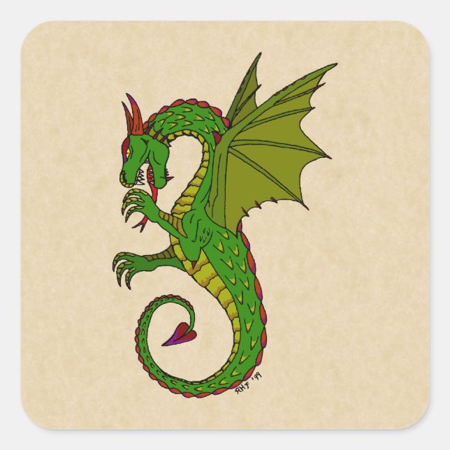 Pegatina Cuadrada Wyvern (Anverso)