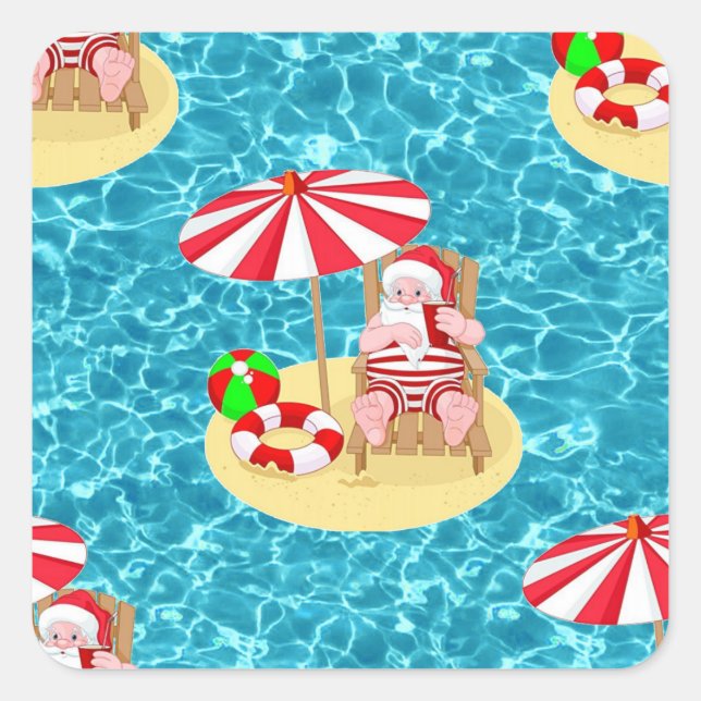 Pegatina Cuadrada xmas beach santa claus (Anverso)
