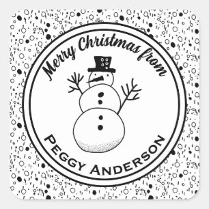 Pegatina Cuadrada Xmas minimalistas Líneas de puntos Círculos blanco