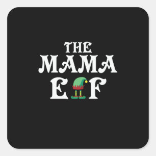 Pegatina Cuadrada Xmas Regalo La Mamá Elf