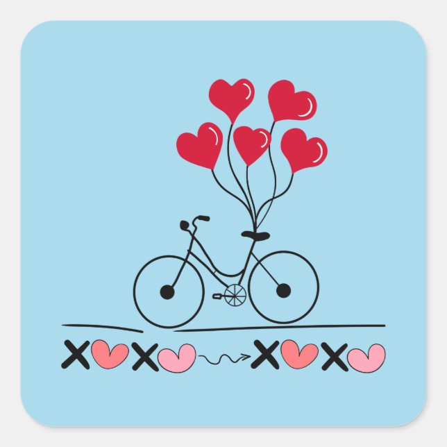Pegatina Cuadrada XOXO, Día de San Valentín (Anverso)