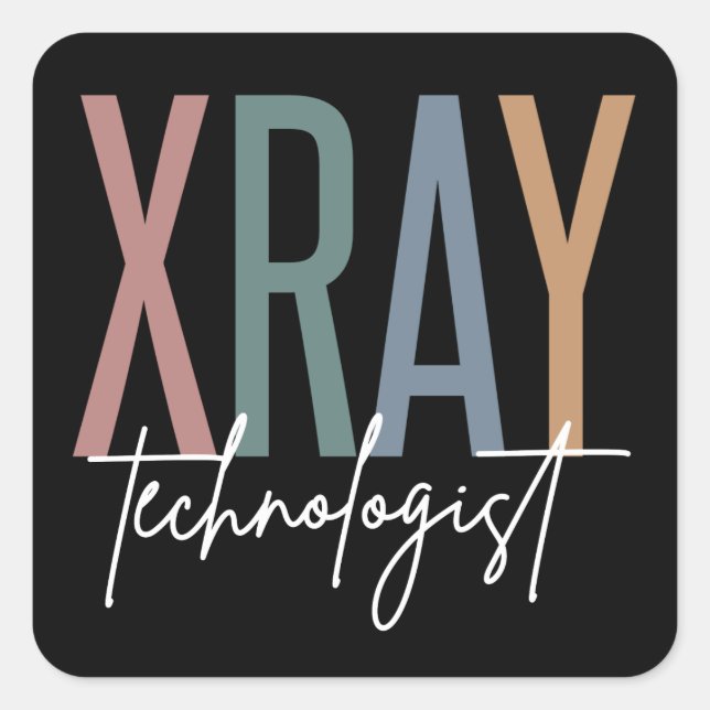 Pegatina Cuadrada Xray Tech X-ray Technologist regalos multicolores (Anverso)