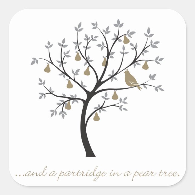 Pegatina Cuadrada Y una perdiz en un peral (Anverso)