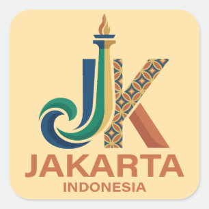 Pegatina Cuadrada Yakarta Indonesia Sudeste Asiático
