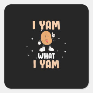 Pegatina Cuadrada Yam What I Yam Funny Potato Pun Thankending