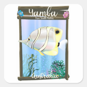 Pegatina Cuadrada Yamba, Nueva Gales del Sur, Australia
