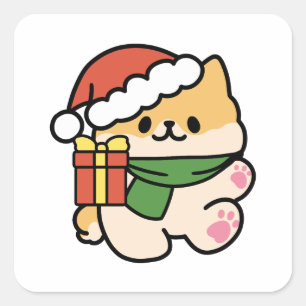 Pegatina Cuadrada Yappy Howlidays - Personalizado de perros Navidade