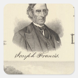 Pegatina Cuadrada Yate del vapor del hierro acanalado