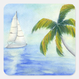 Pegatina Cuadrada Yate en el mar Palma