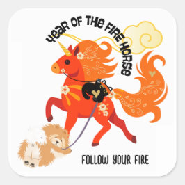 Pegatina Cuadrada YEAR OF THE HORSE Chow
