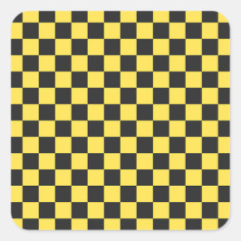 Pegatina Cuadrada Yellow and black checkerboard pattern