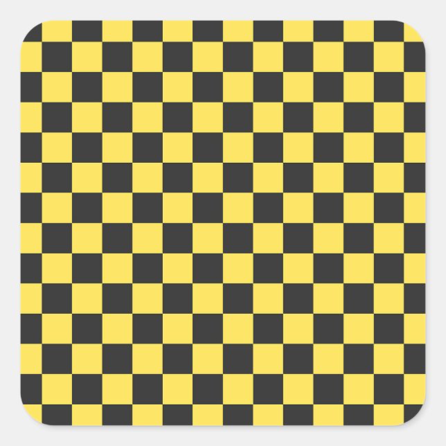Pegatina Cuadrada Yellow and black checkerboard pattern (Anverso)