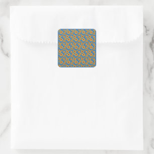 Pegatina Cuadrada Yellow Orange Flowers Pattern