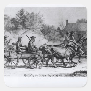 Pegatina Cuadrada Yendo al encuentro en 1776, 1876