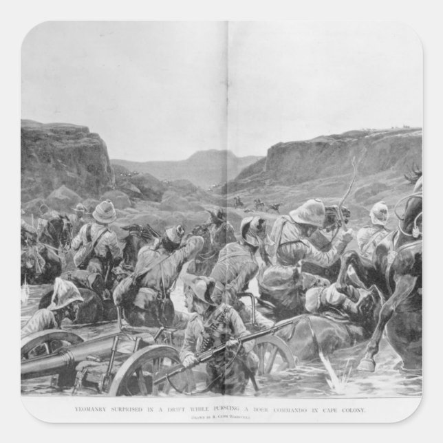 Pegatina Cuadrada Yeomanry sorprendido por la deriva (Anverso)