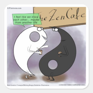 Pegatina Cuadrada Yin Conoce a Yang Zen Divertido