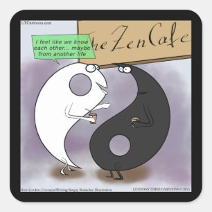 Pegatina Cuadrada Yin Conoce a Yang Zen Divertido