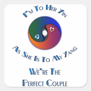 Pegatina Cuadrada Yin Yang Lo Pareja A Su Verso