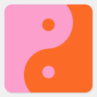 Pegatina Cuadrada Yin Yang Rosa Y Naranja