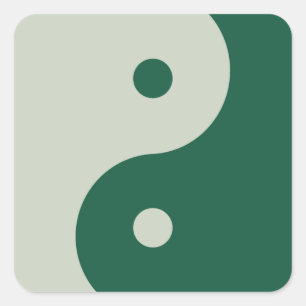 Pegatina Cuadrada Yin Yang Sage Green