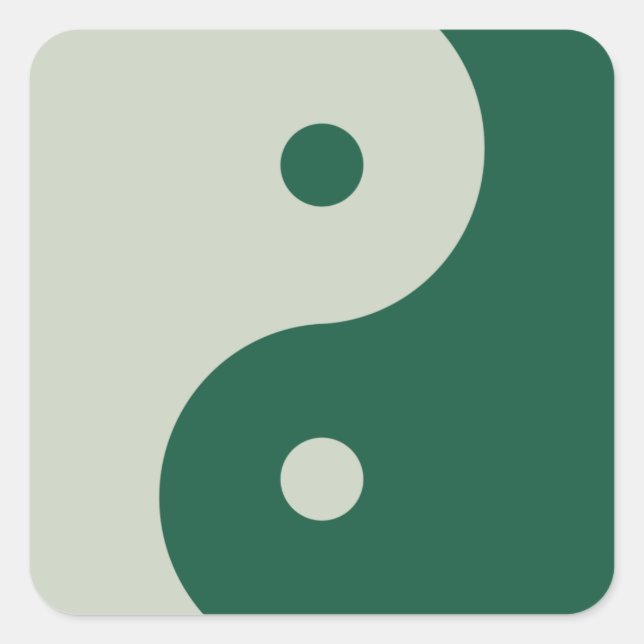 Pegatina Cuadrada Yin Yang Sage Green (Anverso)
