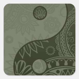 Pegatina Cuadrada Yin Yang Sage Green