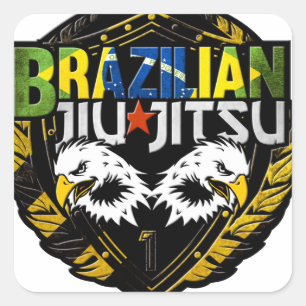 Pegatina Cuadrada Yiu Jitsu Emblem brasileño