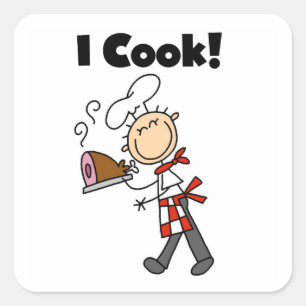 Pegatina Cuadrada Yo cocino - Chef masculino