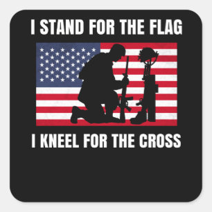 Pegatina Cuadrada Yo Defiendo El Arrodillo De La Bandera Para La Cru
