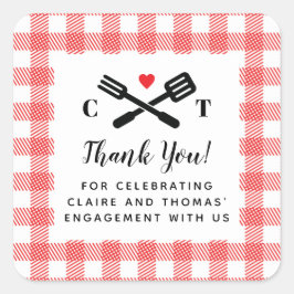 Pegatina Cuadrada Yo hago BBQ Red Picnic Favorito