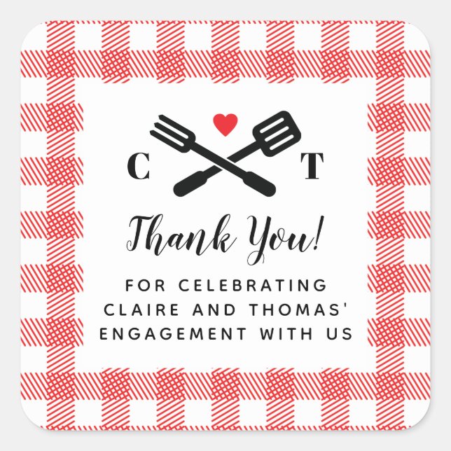 Pegatina Cuadrada Yo hago BBQ Red Picnic Favorito (Anverso)