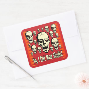 Pegatina Cuadrada Yo Tengo Calaveras Locas Gfx BG-02