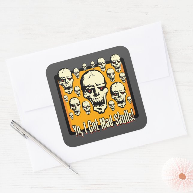 Pegatina Cuadrada Yo Tengo Calaveras Mad Fragmento De Marco Gfx (Sobre)