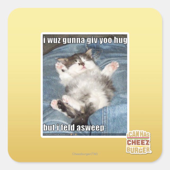 Pegatina Cuadrada Yo wuz gunna giv yoo abrazo (Anverso)