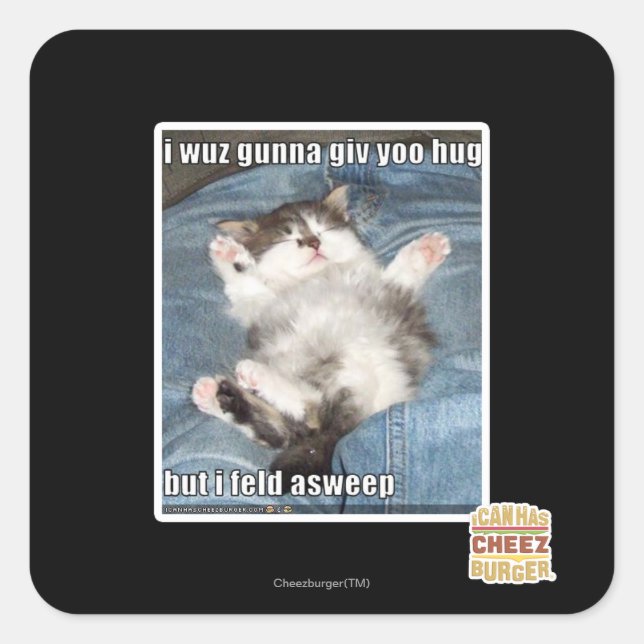 Pegatina Cuadrada Yo wuz gunna giv yoo abrazo (Anverso)