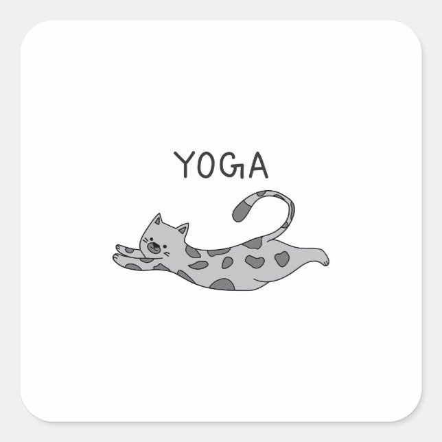 Pegatina Cuadrada Yoga Cat (Anverso)