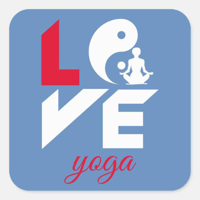 Pegatina Cuadrada Yoga de amor (Anverso)