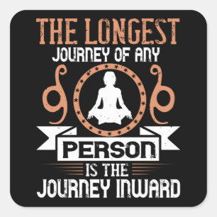 Pegatina Cuadrada Yoga - El Viaje Más Largo Es El Viaje Al Interior