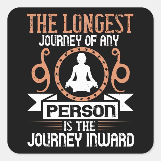 Pegatina Cuadrada Yoga - El Viaje Más Largo Es El Viaje Al Interior (Anverso)