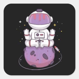 Pegatina Cuadrada Yoga Espacial