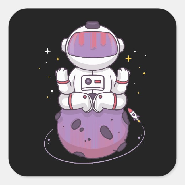 Pegatina Cuadrada Yoga Espacial  (Anverso)