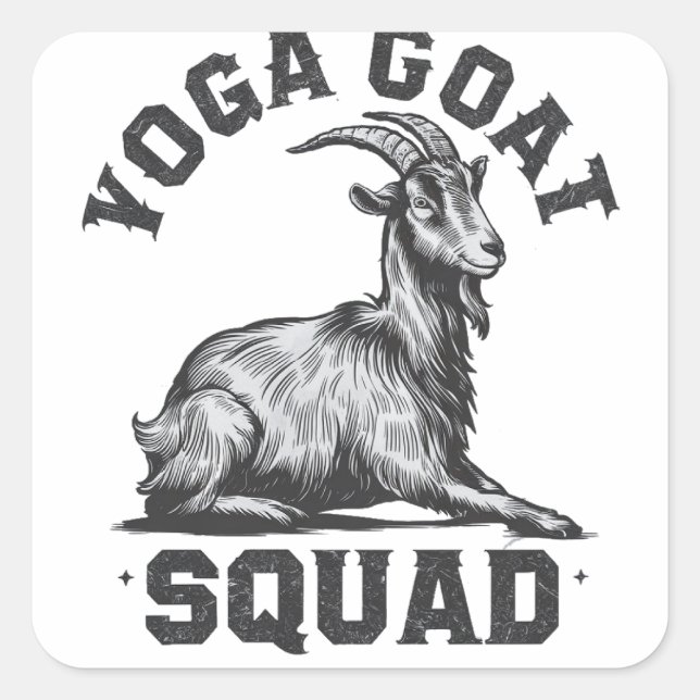 Pegatina Cuadrada Yoga Goat Squad Funny Goat Meditation Lover (Anverso)