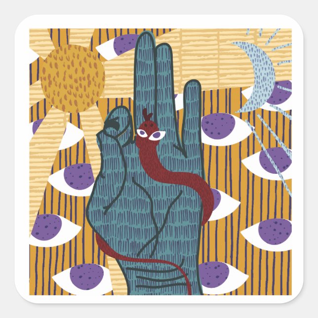 Pegatina Cuadrada Yoga Kundalini shakti (Anverso)